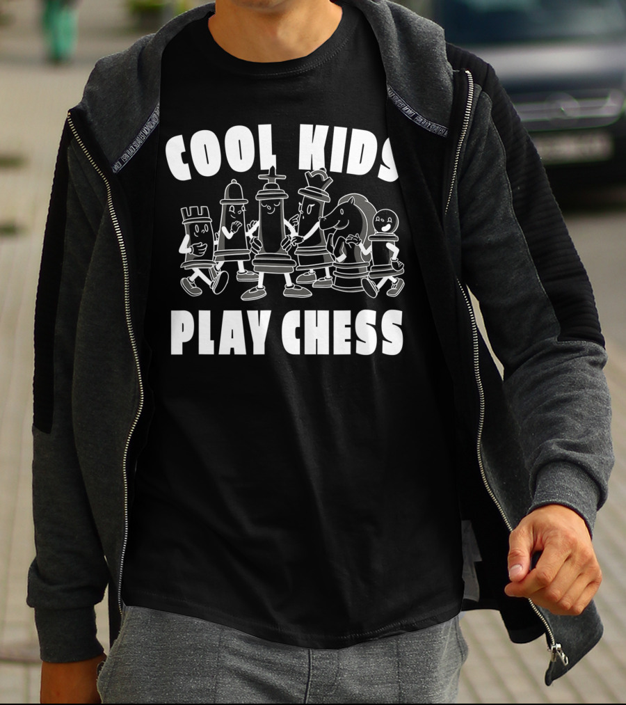 Cool Kids Play Chess Chess Player Chess Lover Fun Cartoon Pieces T-Shirt