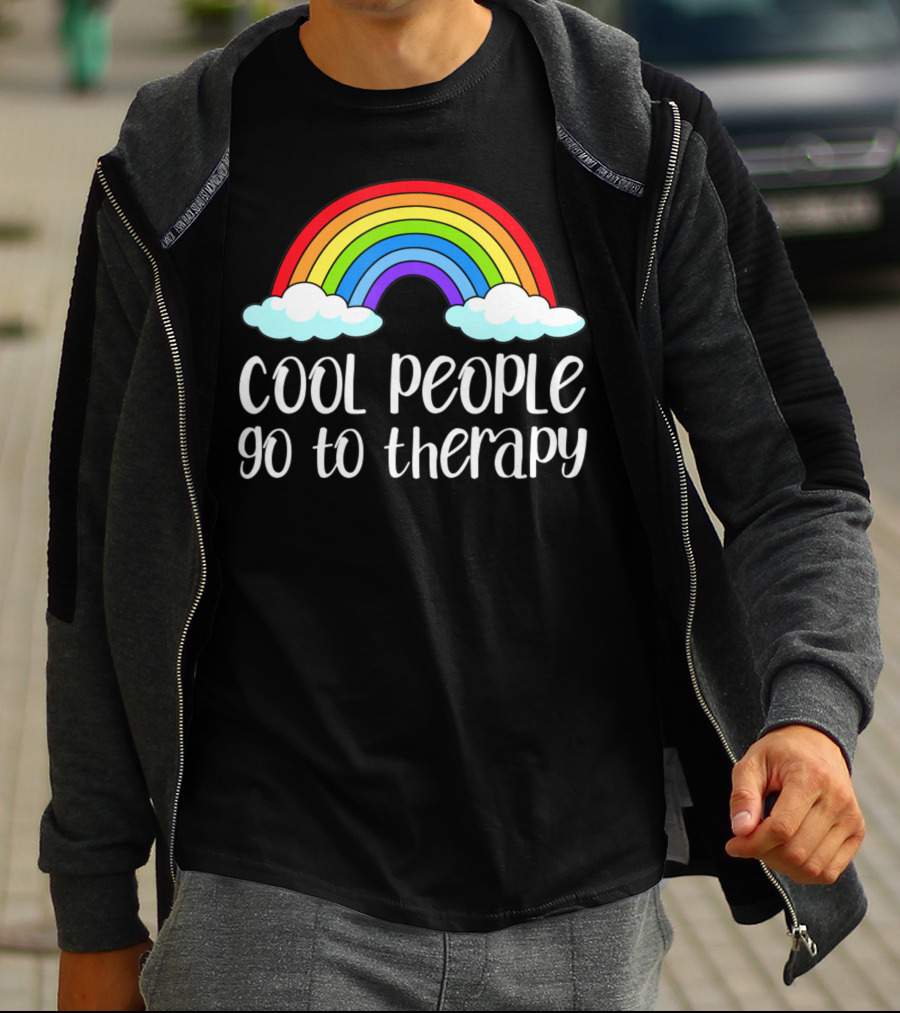 Cool People Go To Therapy Rainbow Mental Health Awareness T-Shirt