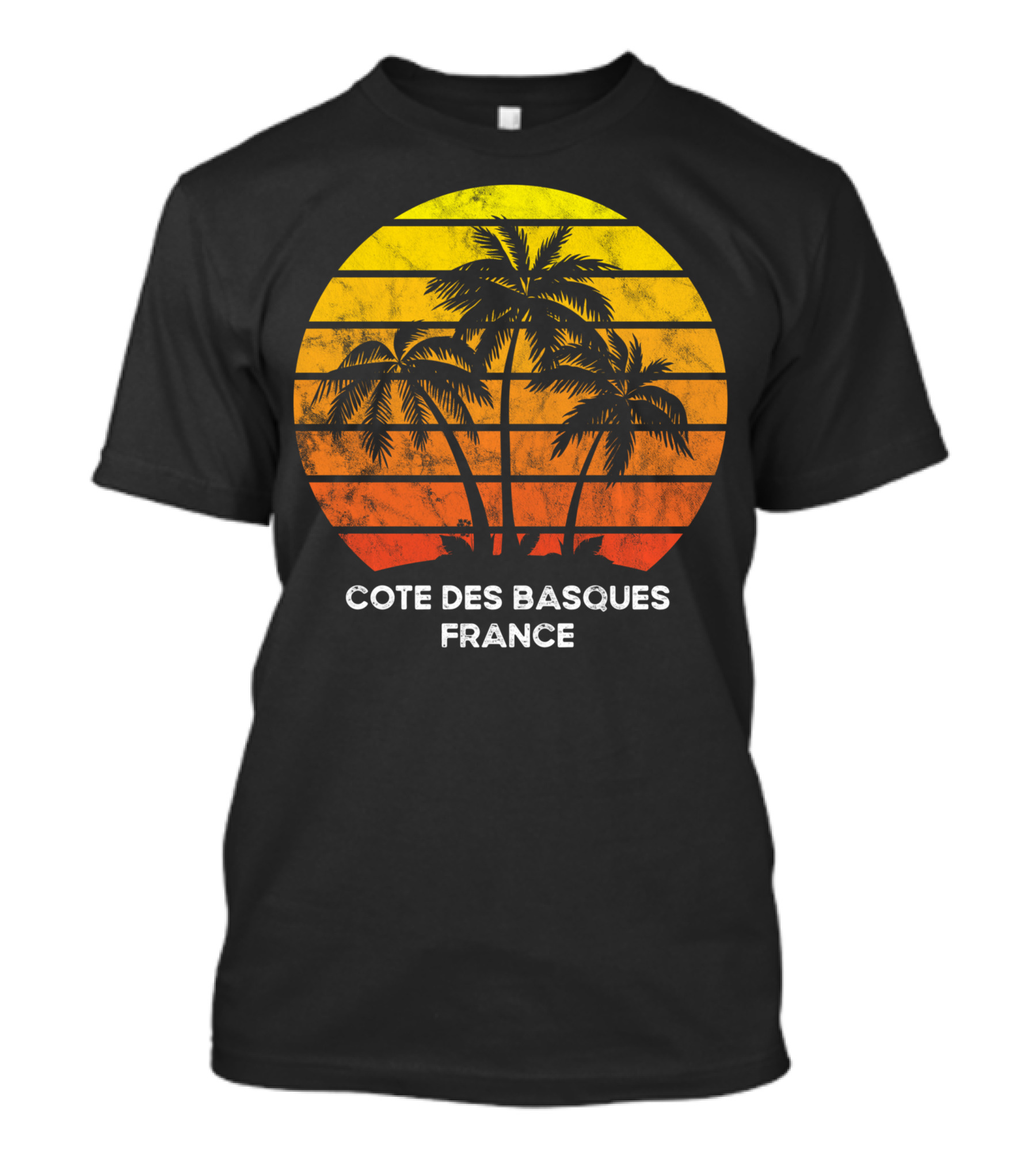 Cote Des Basques France Beach Vacation Palm Trees Sunset T-Shirt