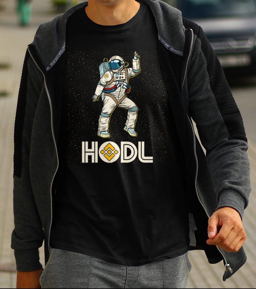 Hodl Binance Astronaut Disco Moon Cryptocurrency Talk Bnb Fun Gear T-Shirt