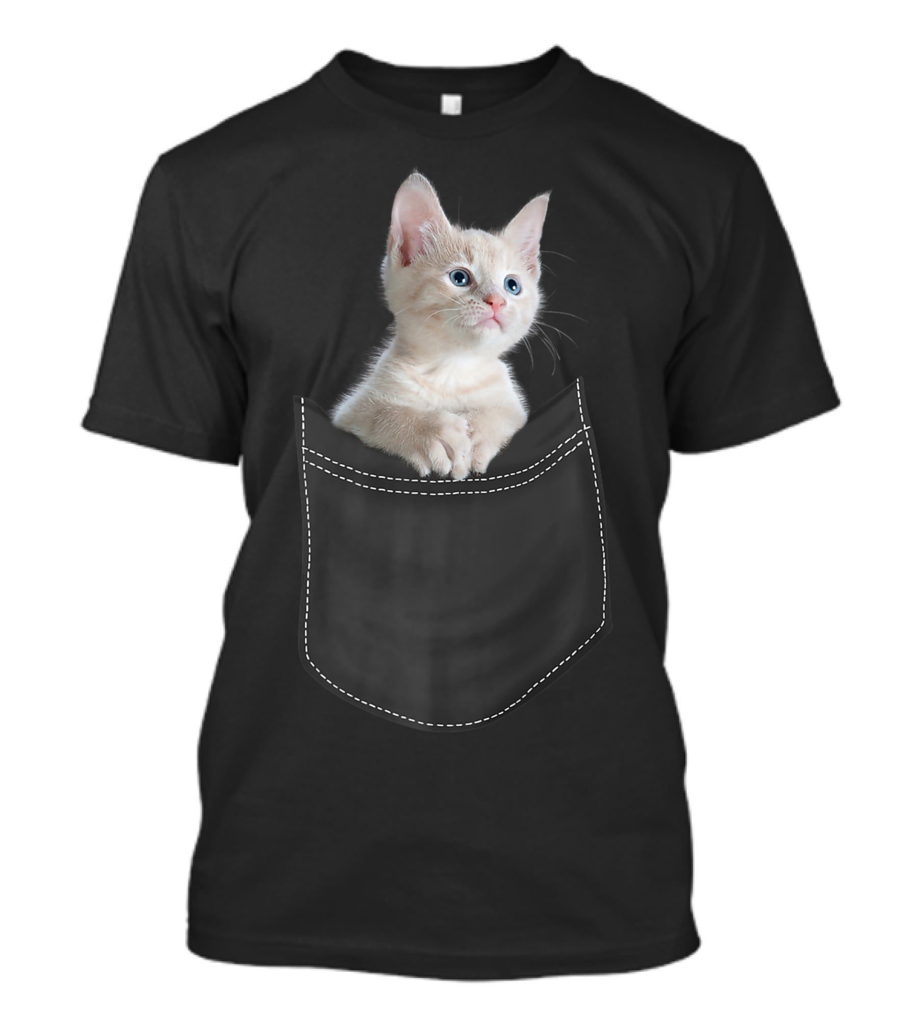 Cute White Kitty Peeking From Pocket Cats T-Shirt