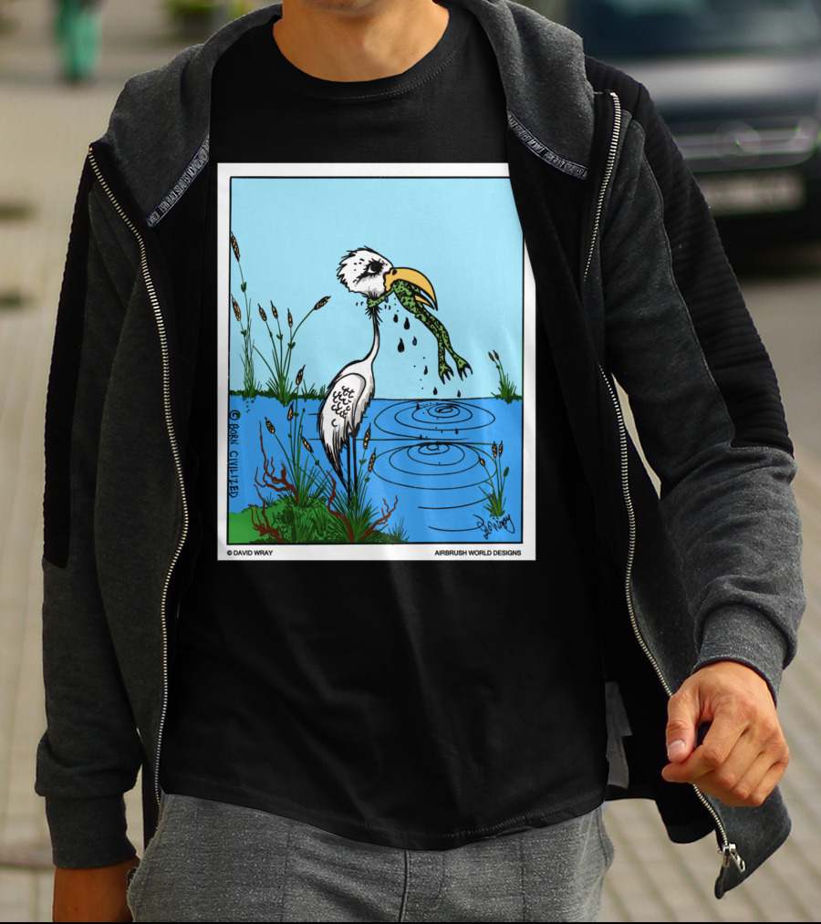 Dont Give Up Frog Bird Inspirational Cartoon By Airbrush World T-Shirt