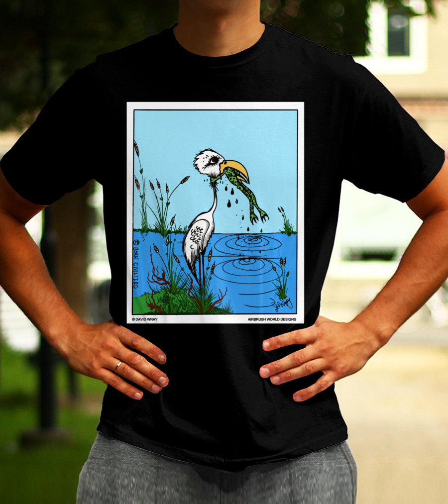 Dont Give Up Frog Bird Inspirational Cartoon By Airbrush World T-Shirt