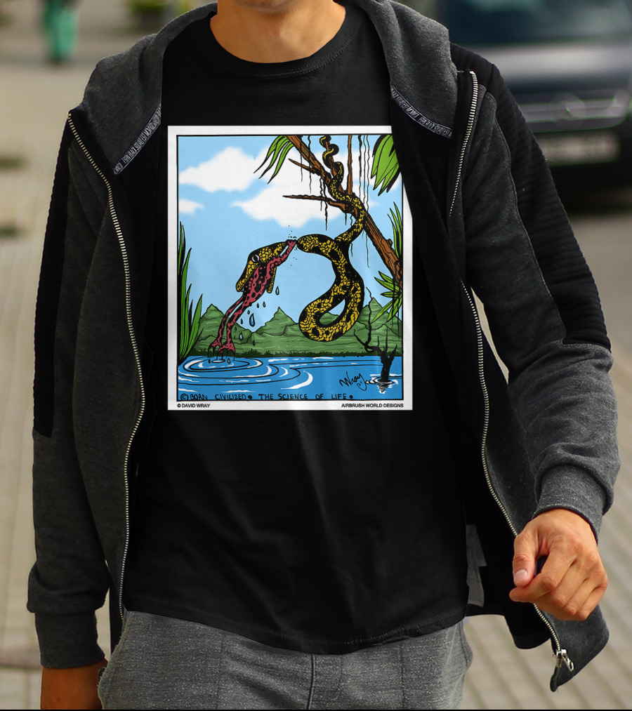 Born Civilized The Science Of Life Dont Give Up Frog Snake Reptile T-Shirt
