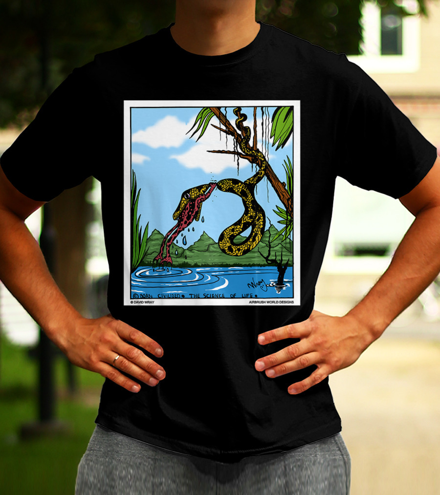 Born Civilized The Science Of Life Dont Give Up Frog Snake Reptile T-Shirt