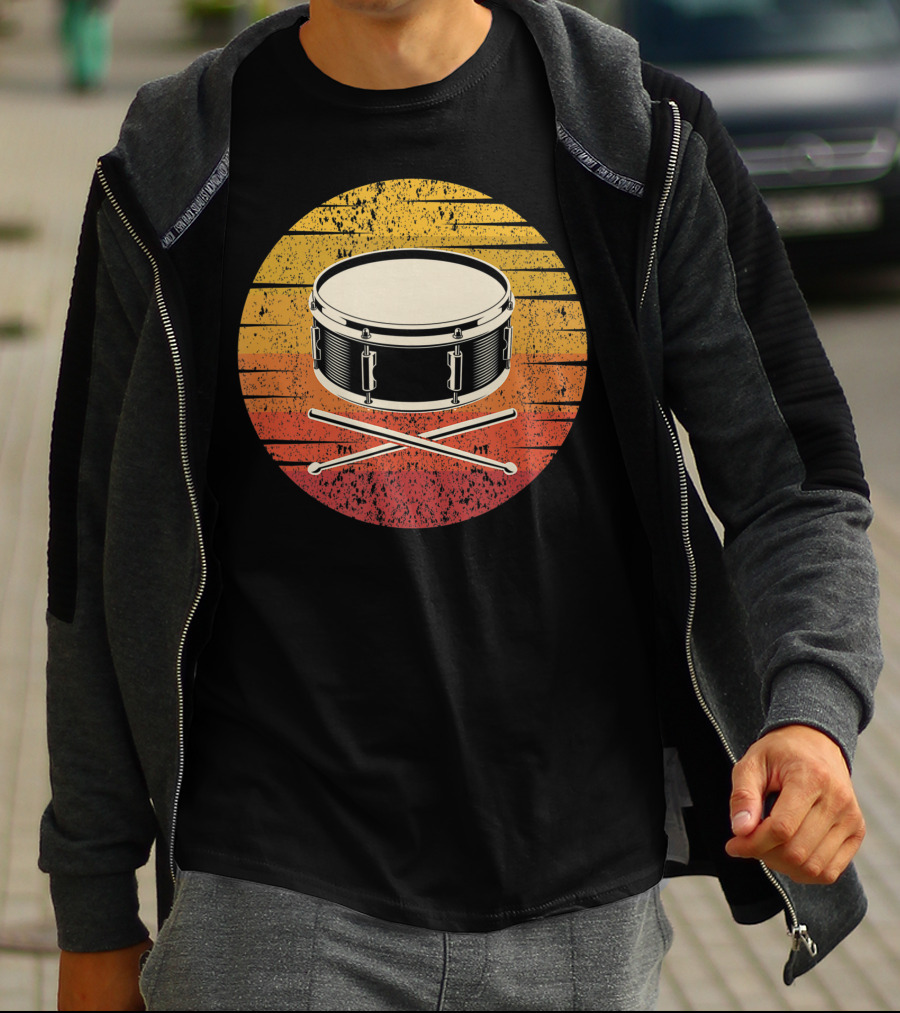 Drum Drummer Drum Band Snare Vintage Sunset T-Shirt