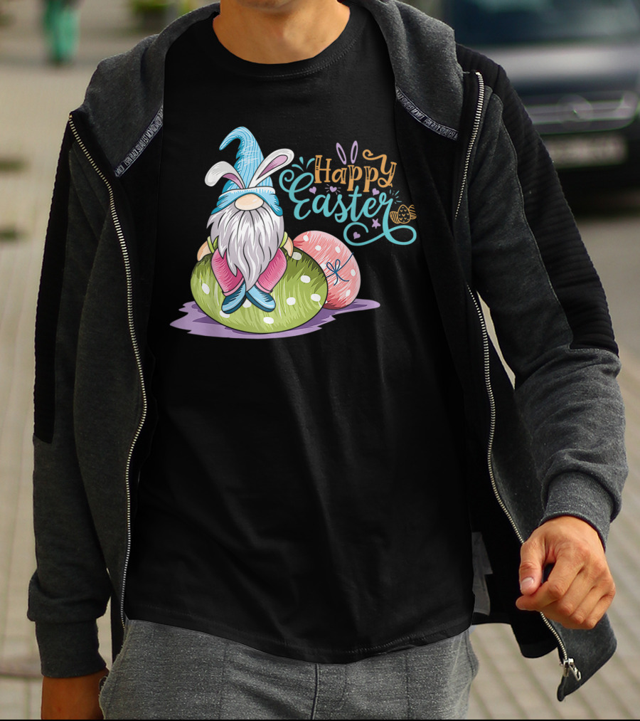 Happy Easter Gnome On Colorful Eggs T-Shirt