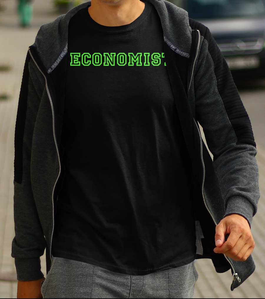 ECONOMIST Green Neon Block Lettering T-Shirt