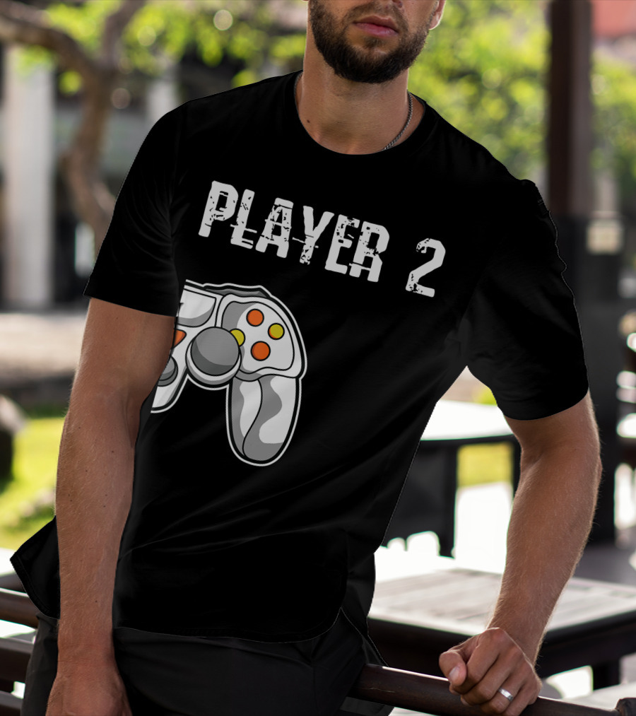 Player 2 Gamer Couple Matching Gaming Player Controller T-Shirt