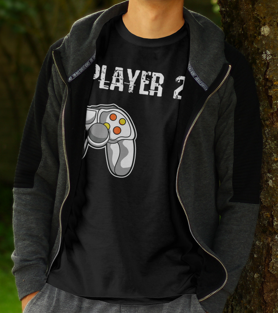 Player 2 Gamer Couple Matching Gaming Player Controller T-Shirt