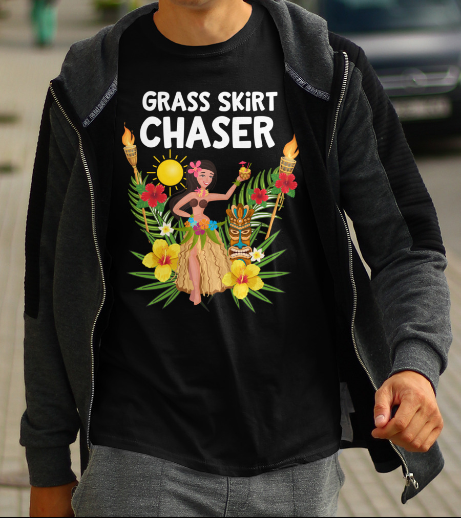 Grass Skirt Chaser Tiki Party Luau Party Tropical Fun Polynesian T-Shirt