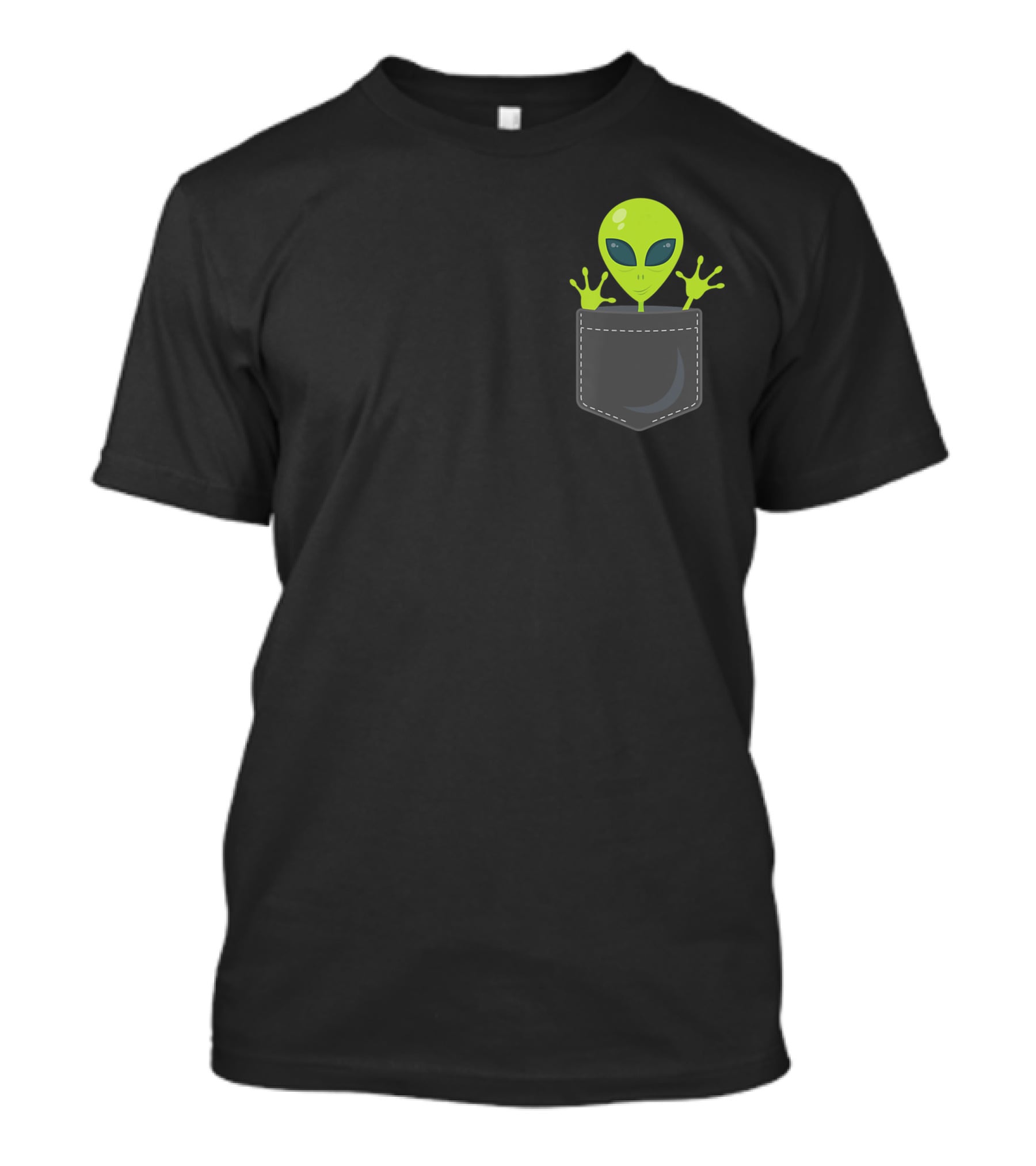 Green Cute Alien Peeking From Pocket T-Shirt