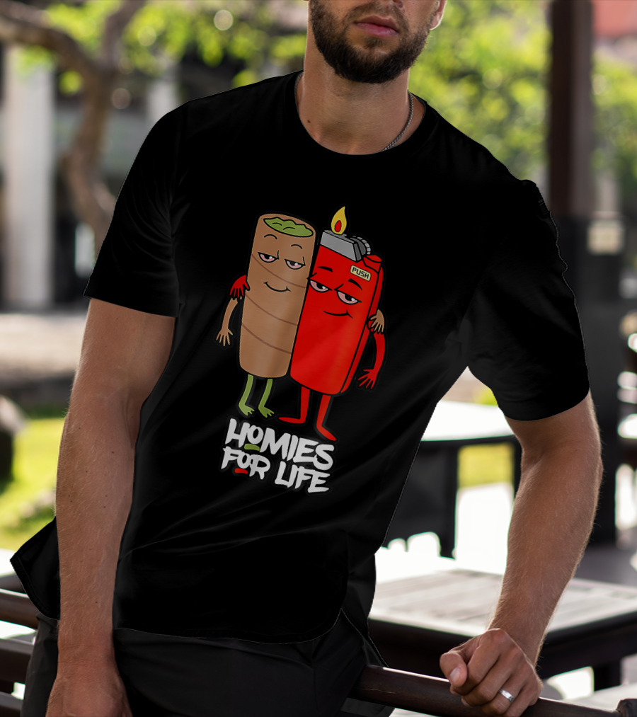 Homies For Life Weed Hugs Blunt Lighter Duo T-Shirt
