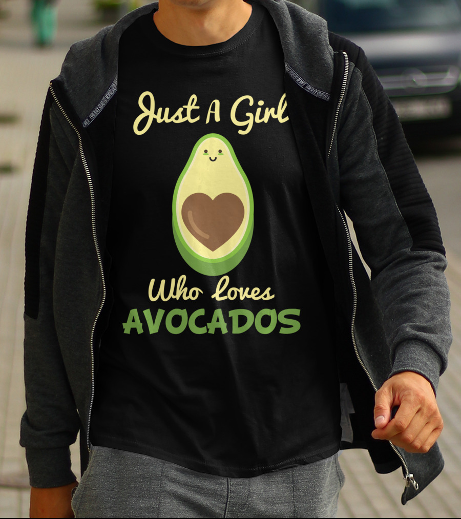 Just A Girl Who Loves Avocados Cute Heart-Faced Avocado T-Shirt