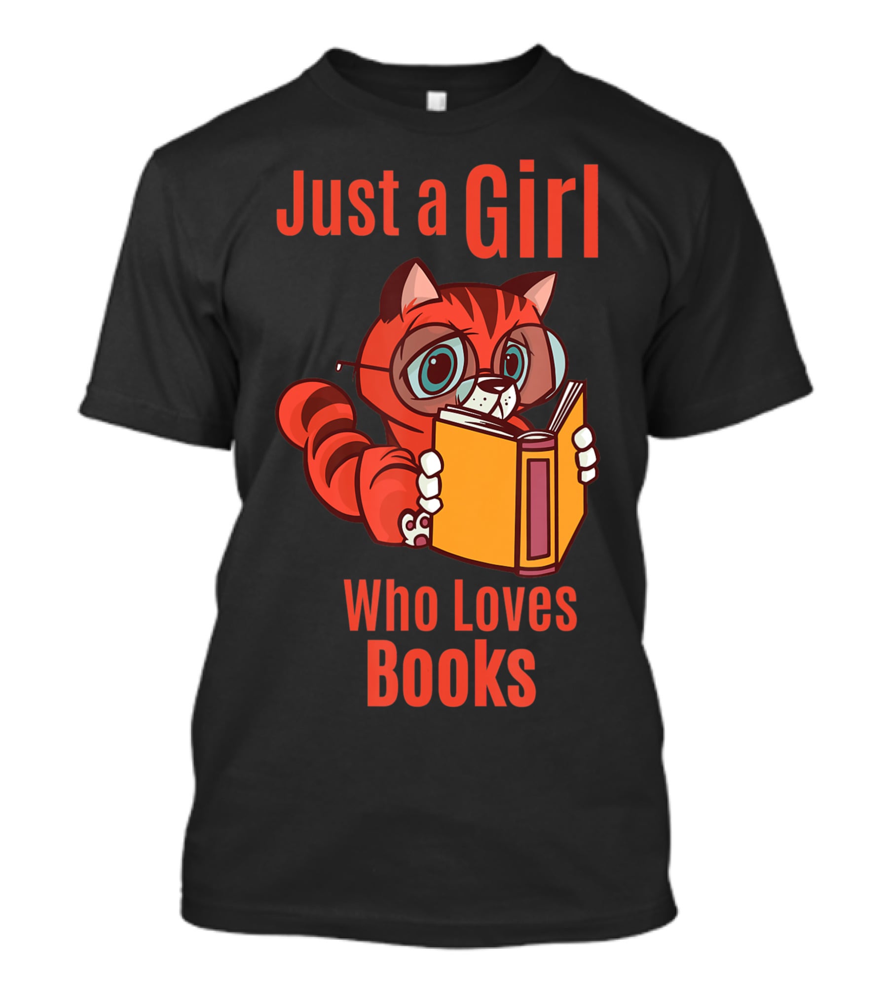 Just A Girl Who Loves Books Cute Cat Reading T-Shirt