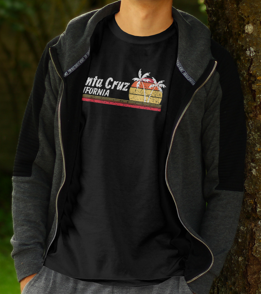 Santa Cruz California Palm Trees Vintage Sunset T-Shirt