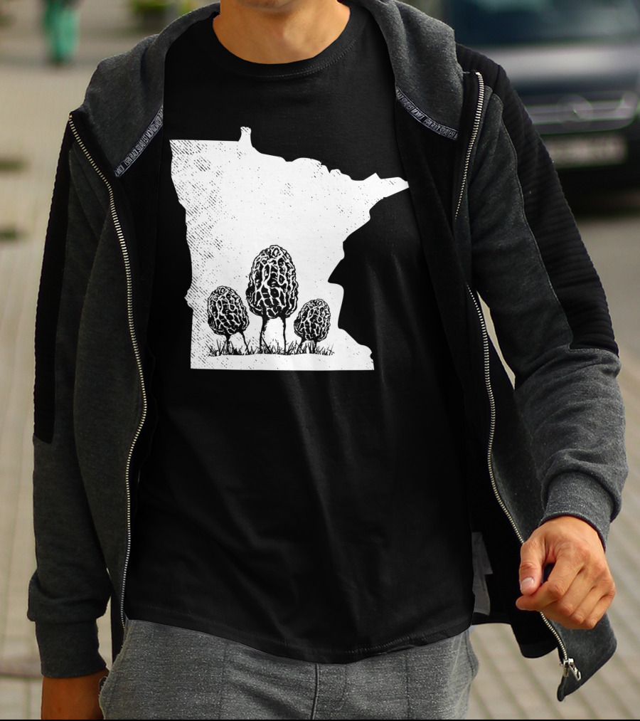 Minnesota Morel Mushroom Hunting Foraging Shrooming Hunter State Map T-Shirt