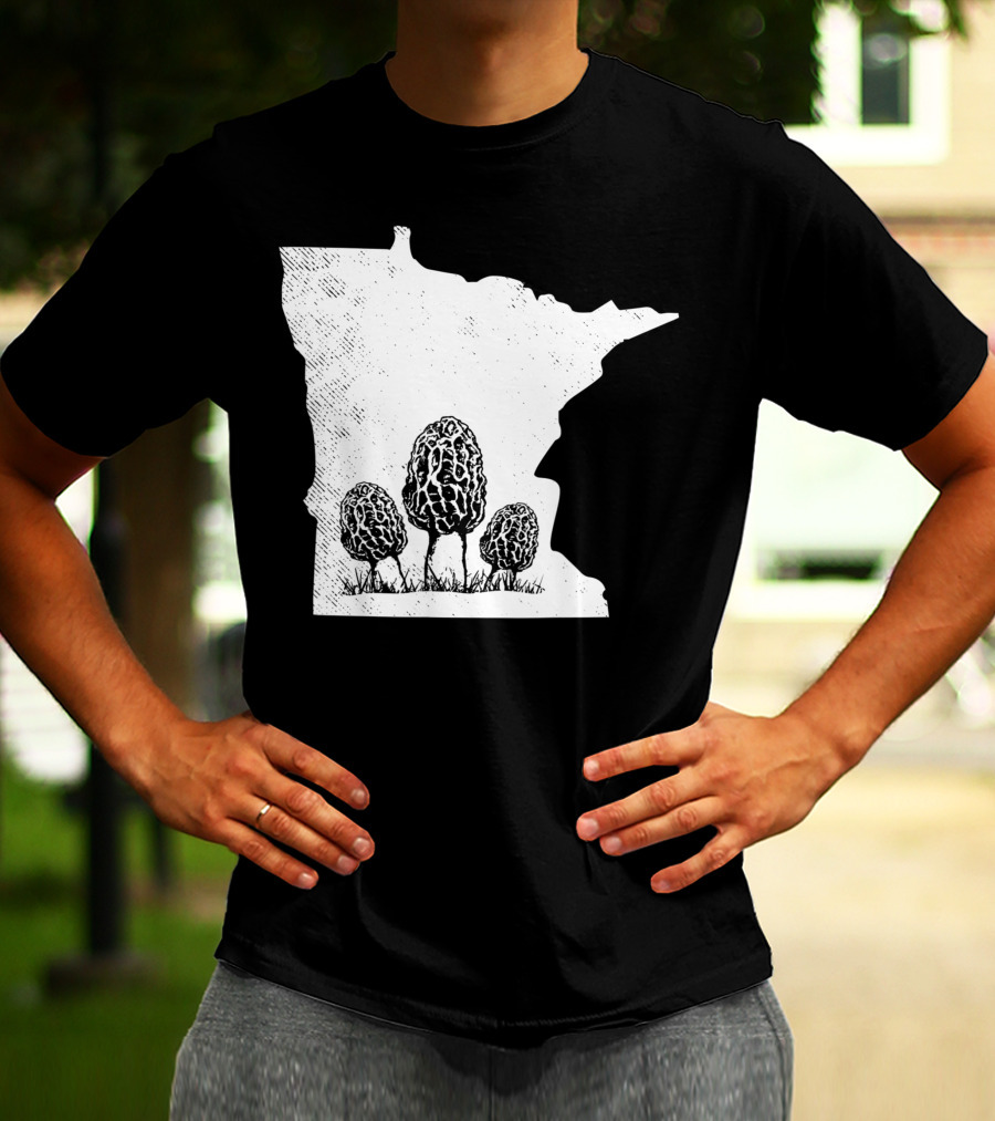 Minnesota Morel Mushroom Hunting Foraging Shrooming Hunter State Map T-Shirt