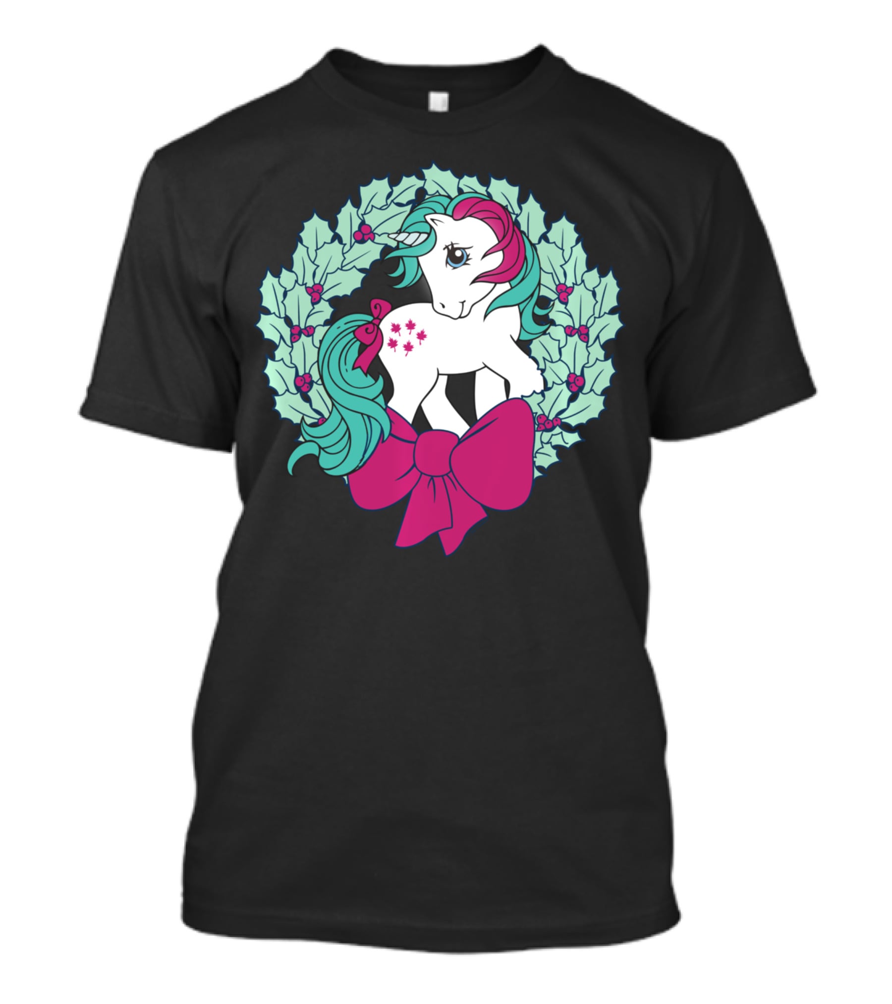 My Little Pony Christmas Holly Wreath With Bow And Pink Mane T-Shirt