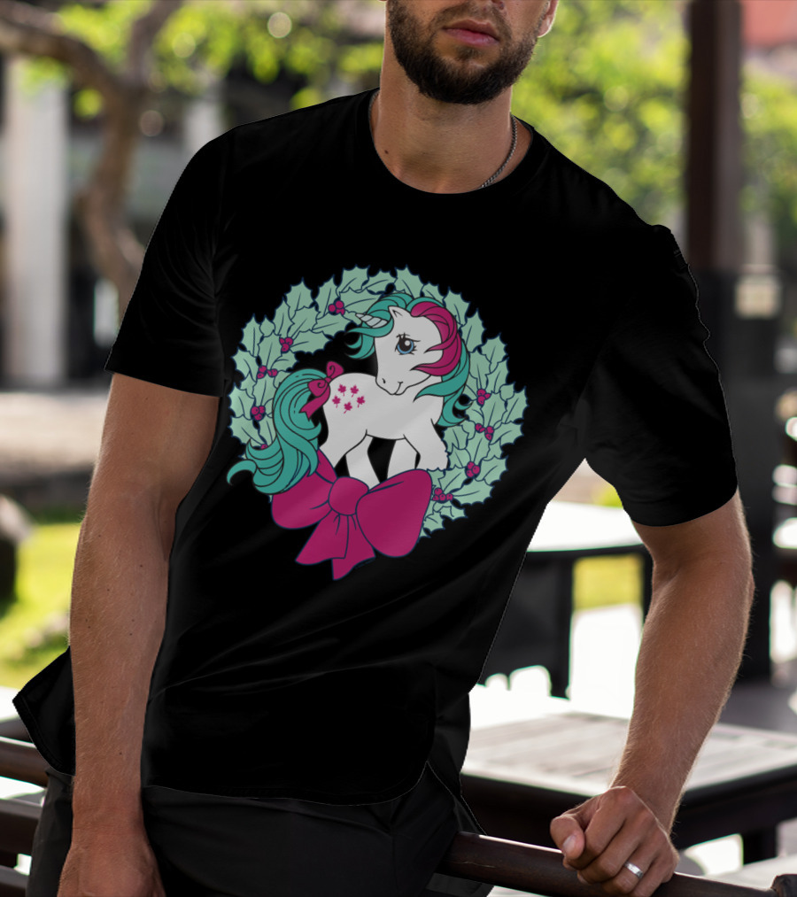 My Little Pony Christmas Holly Wreath With Bow And Pink Mane T-Shirt