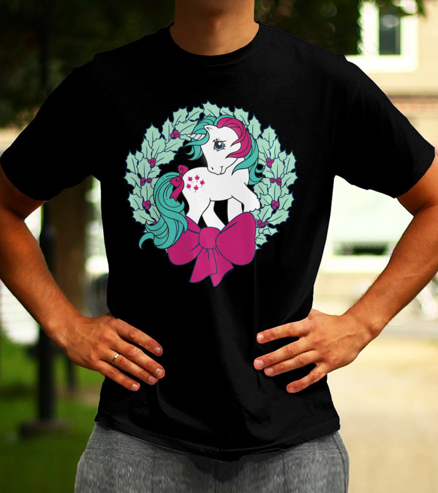 My Little Pony Christmas Holly Wreath With Bow And Pink Mane T-Shirt