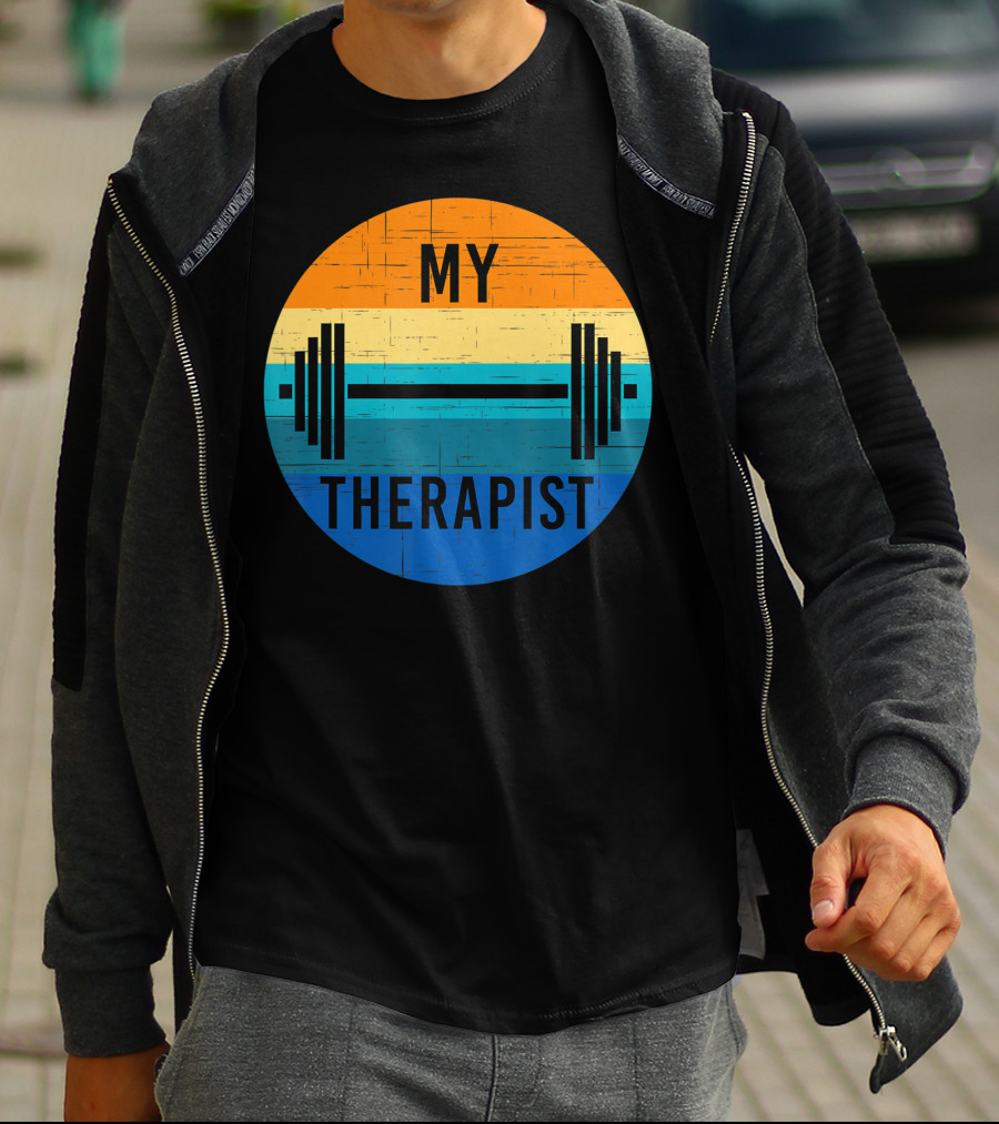 My Therapist Barbell Gym Summer Workout Weightlifting T-Shirt