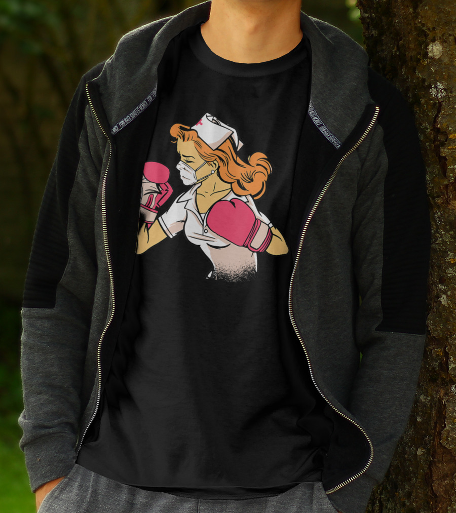 Nurse Boxer With Pink Gloves Fighting Spirit T-Shirt