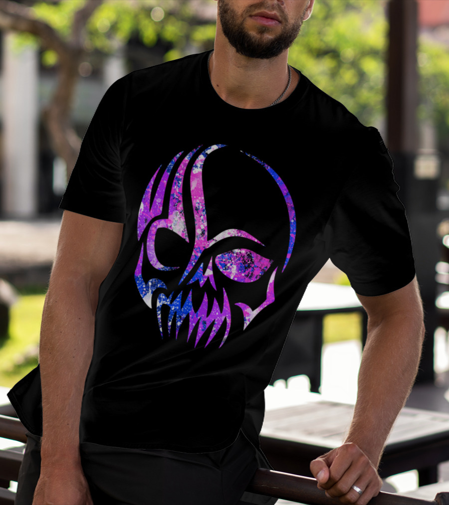Purple Blue Skull Alien Aesthetic Video Games T-Shirt