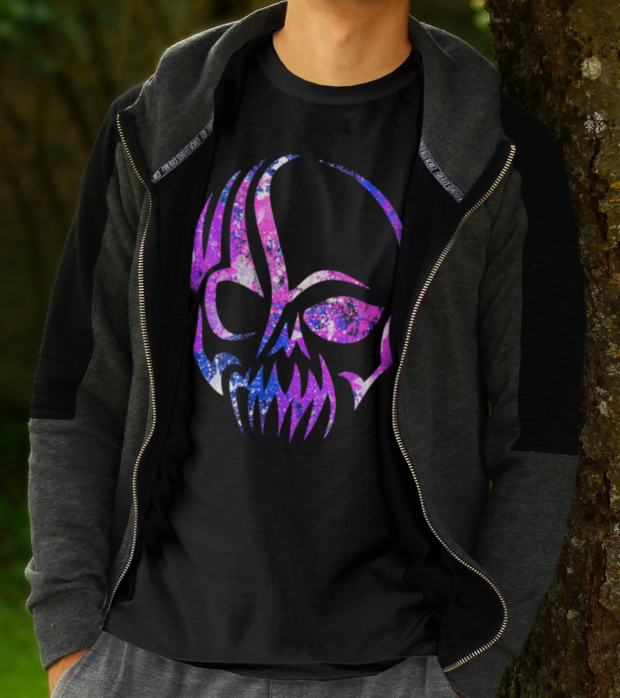 Purple Blue Skull Alien Aesthetic Video Games T-Shirt