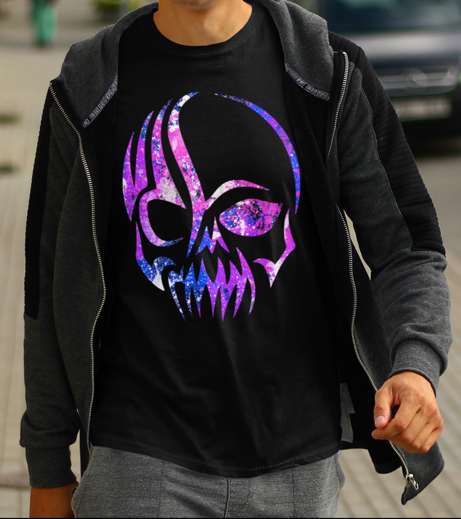 Purple Blue Skull Alien Aesthetic Video Games T-Shirt