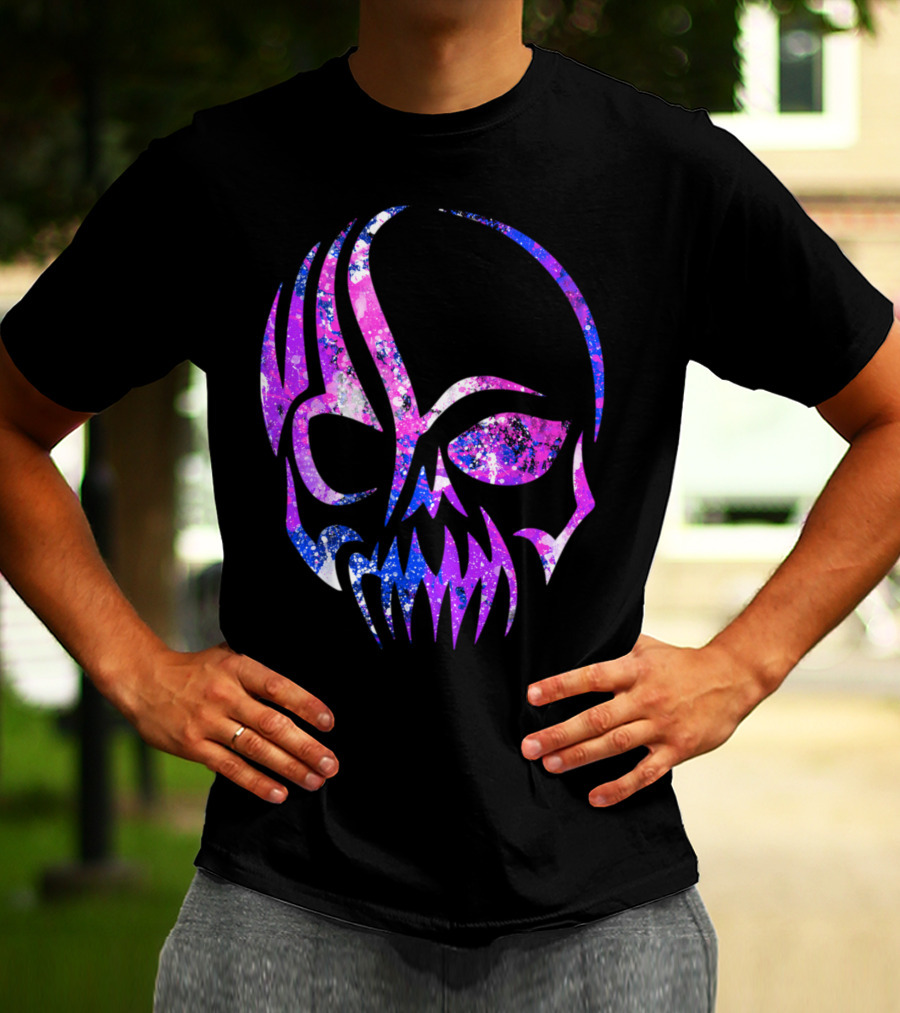 Purple Blue Skull Alien Aesthetic Video Games T-Shirt