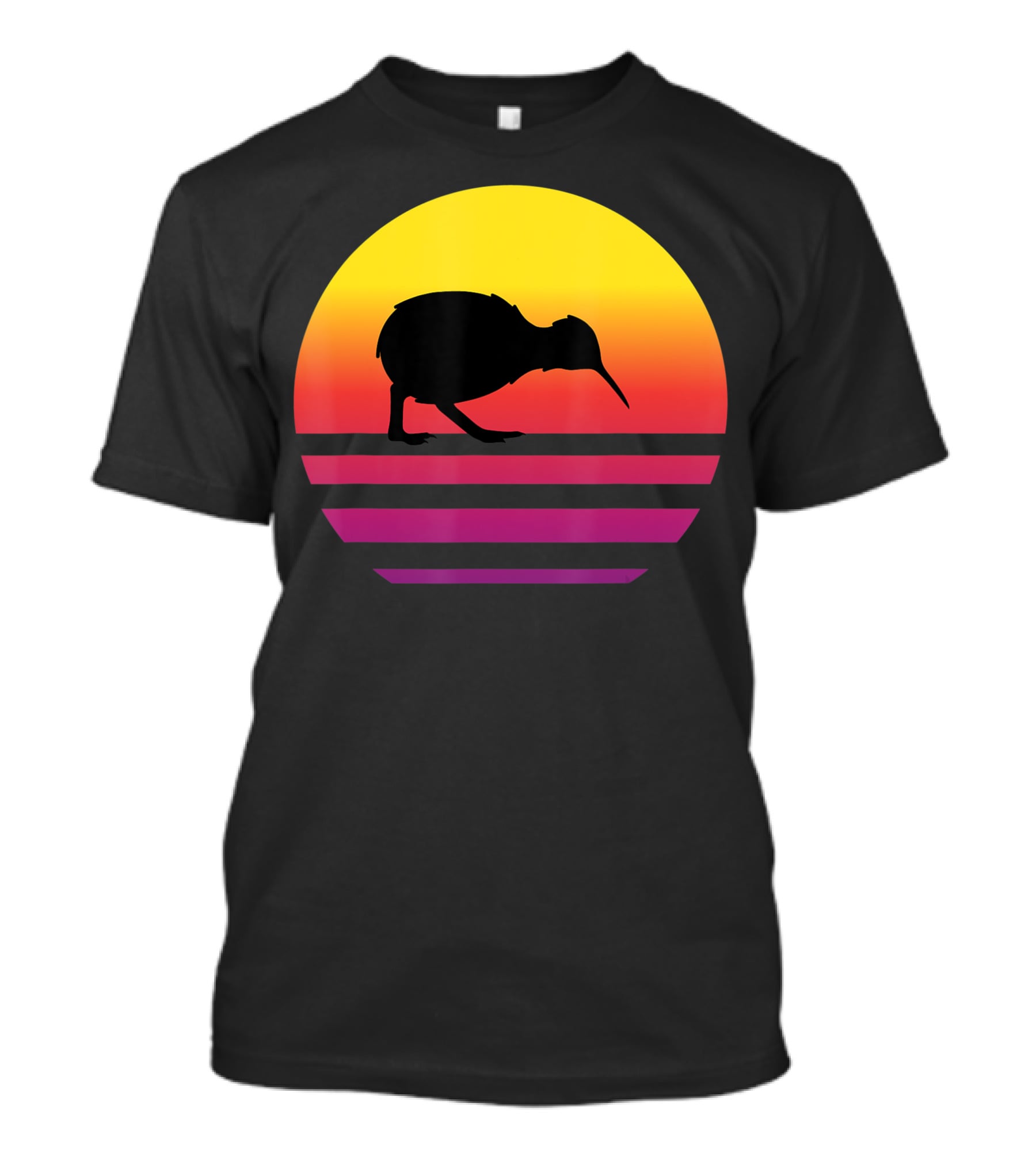 Retro Sunset Kiwi Silhouette New Zealand Pacific T-Shirt