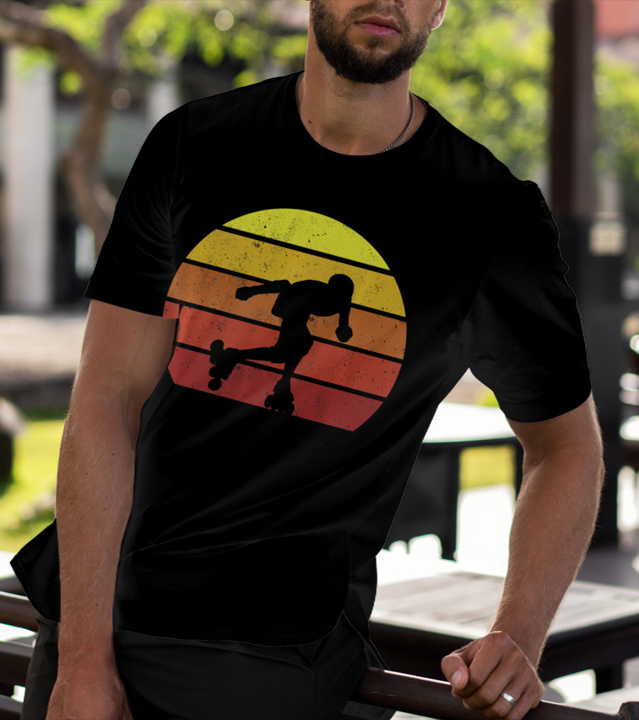 Retro Roller Skating Silhouette 70s 80s T-Shirt