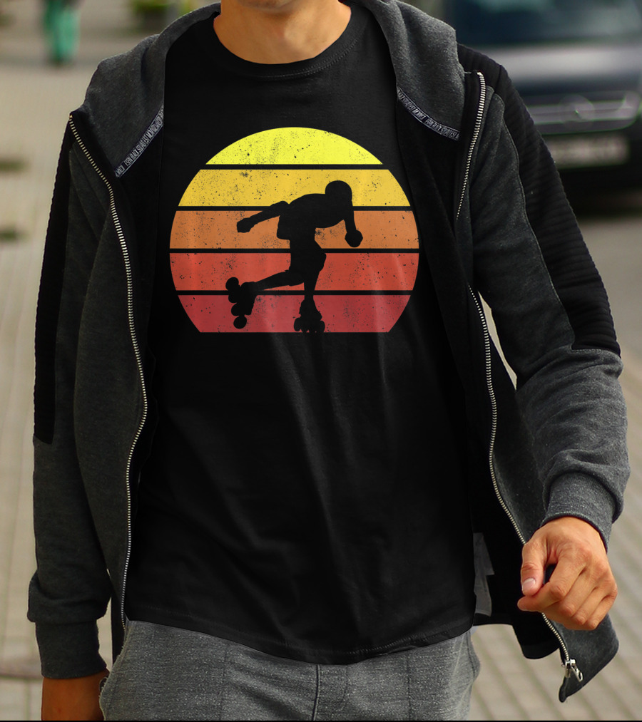 Retro Roller Skating Silhouette 70s 80s T-Shirt