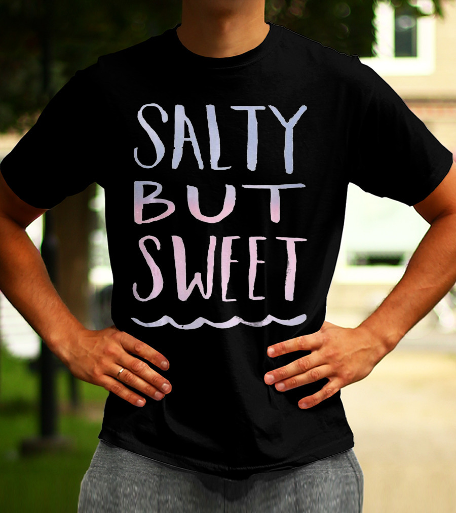 Salty But Sweet Pastel Gradient Text With Wave Line T-Shirt