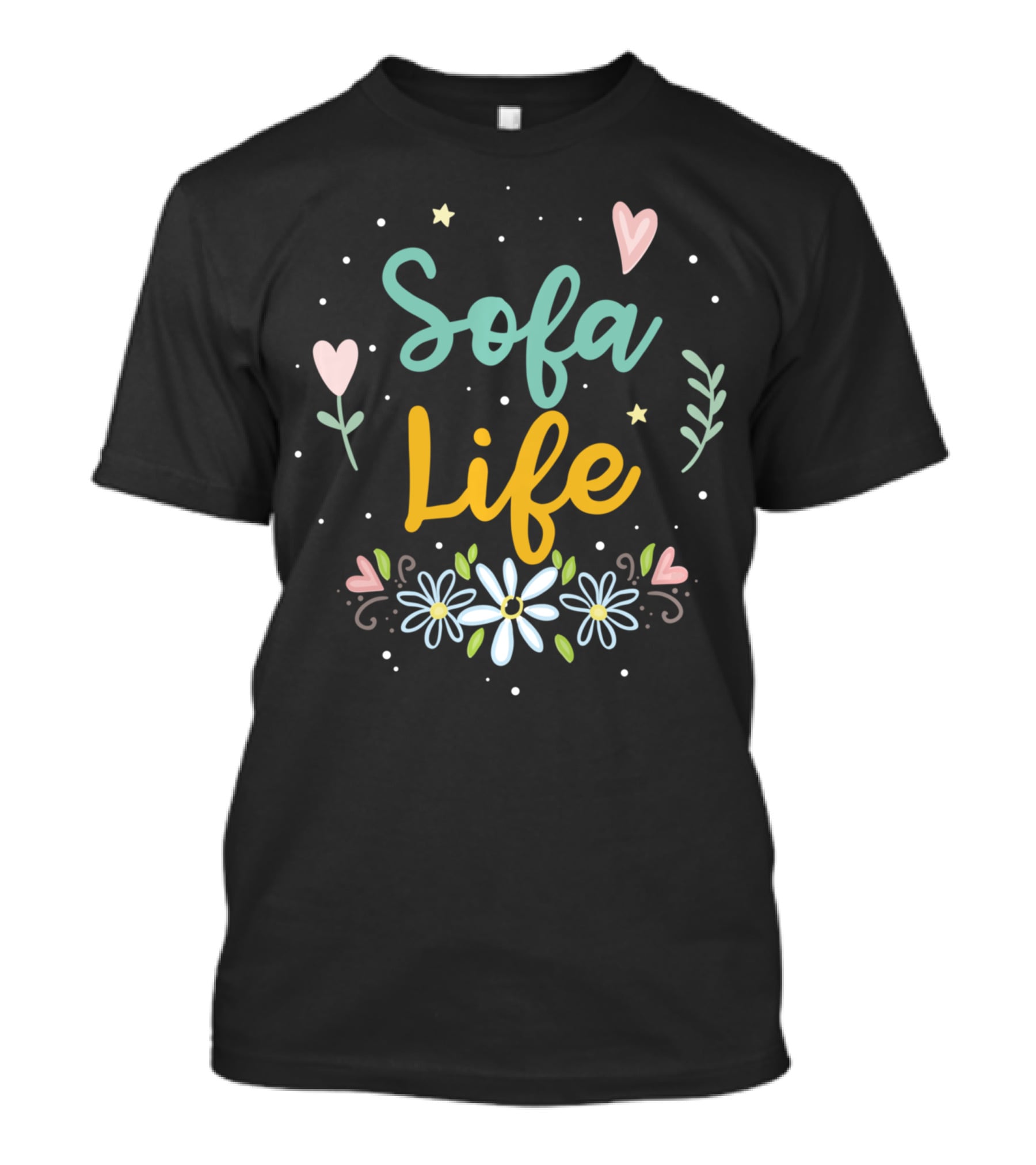 Sofa Life Hearts Flowers And Stars T-Shirt