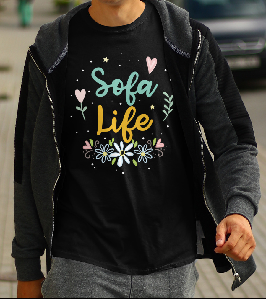 Sofa Life Hearts Flowers And Stars T-Shirt