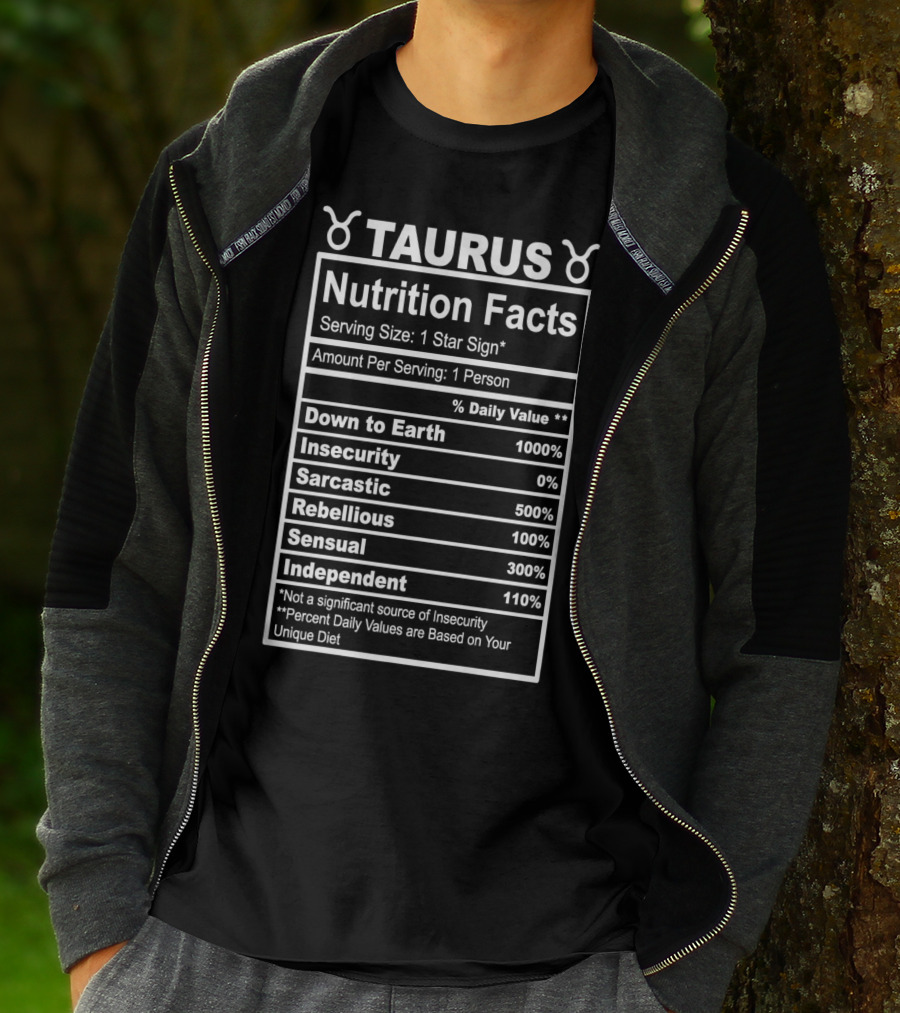 Taurus Nutrition Facts Zodiac Horoscope Traits Chart T-Shirt