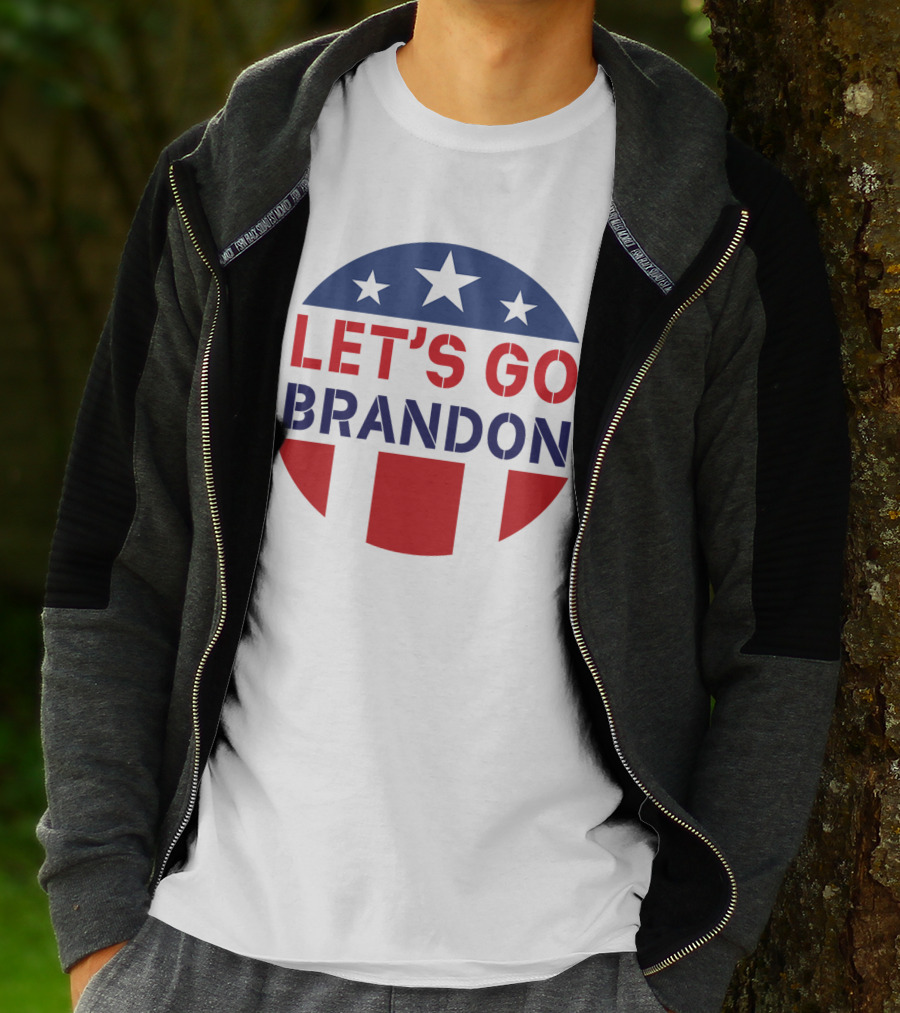 LET'S GO BRANDON Stars And Stripes Icon Flag Motif T-Shirt