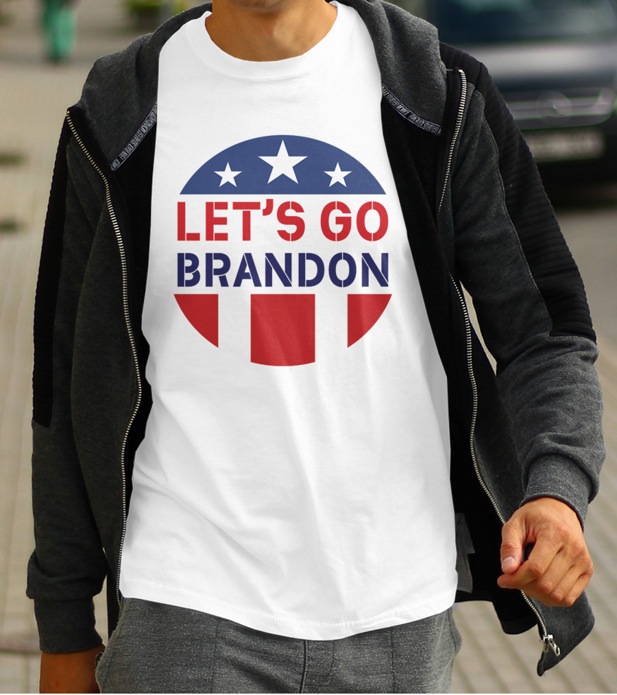 LET'S GO BRANDON Stars And Stripes Icon Flag Motif T-Shirt