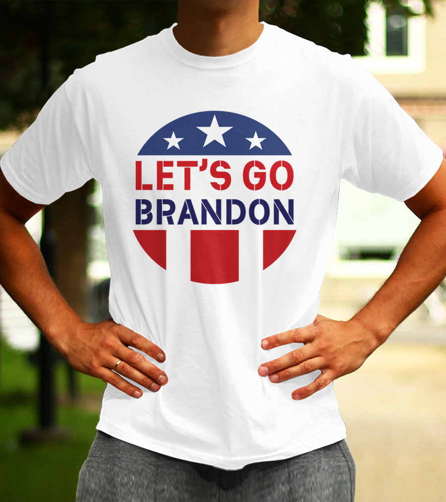 LET'S GO BRANDON Stars And Stripes Icon Flag Motif T-Shirt