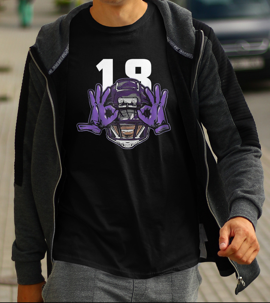 Griddy Celebration Purple Helmet 18 Gloves T-Shirt