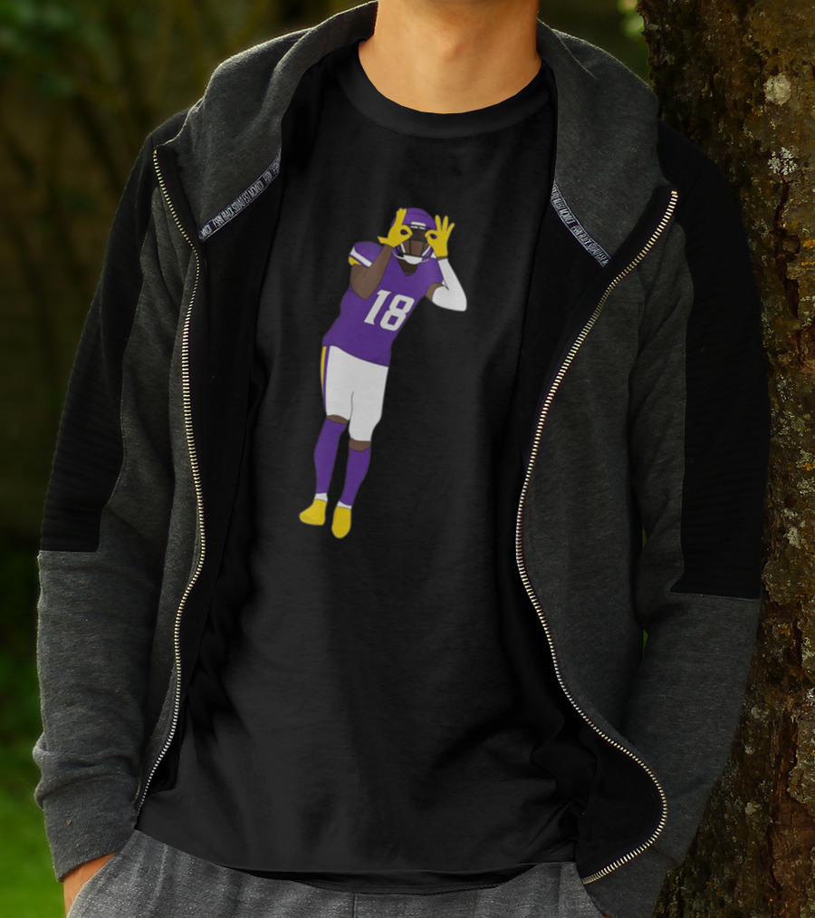Do The Griddy Griddy Dance Football NFL Player Number 18 Purple And Yellow Uniform T-Shirt