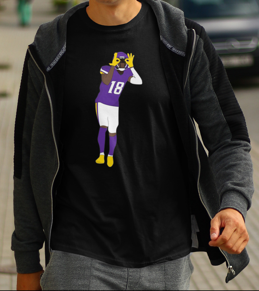 Do The Griddy Griddy Dance Football NFL Player Number 18 Purple And Yellow Uniform T-Shirt