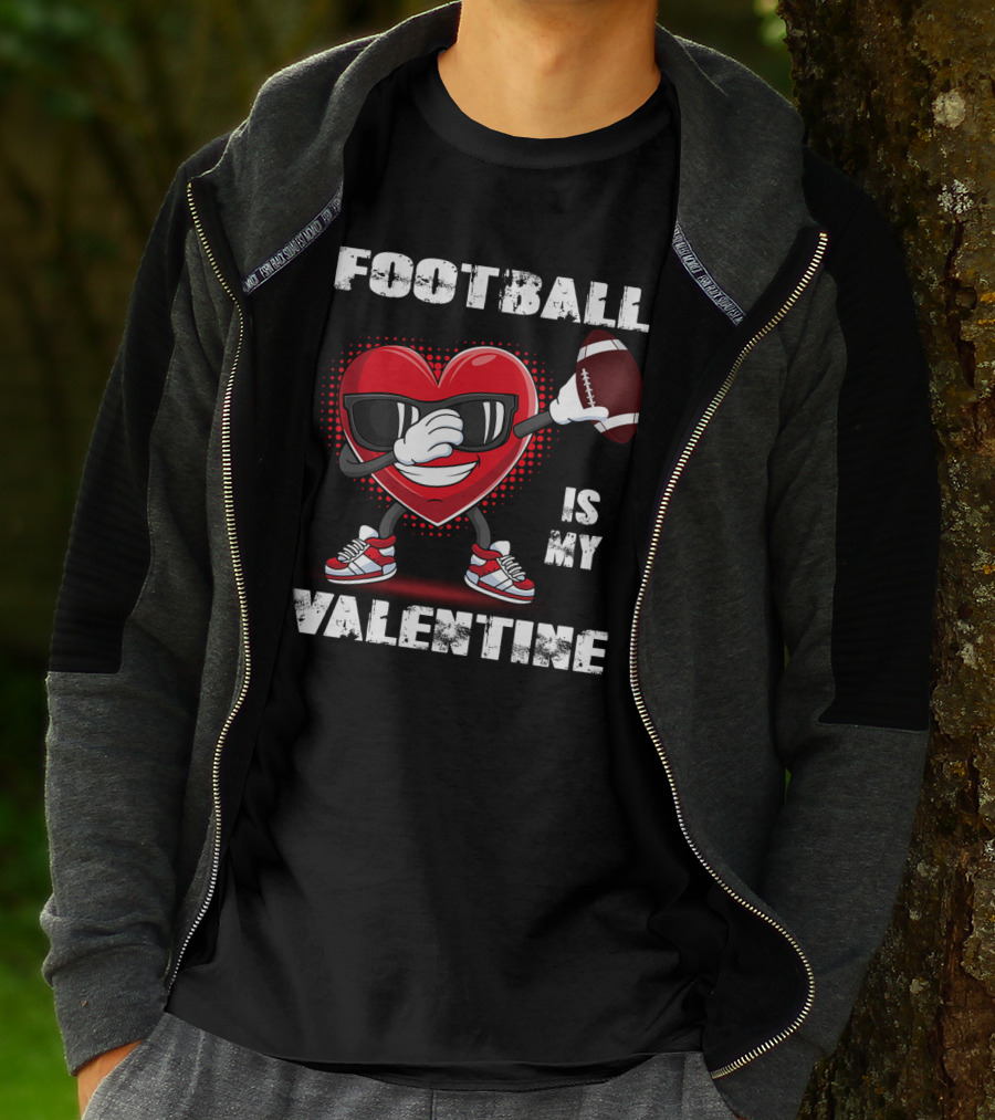 Cute Dabbing Heart Football Lover Valentines Day Boys T-Shirt