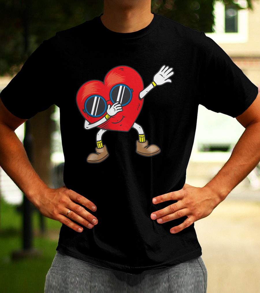 Dabbing Heart With Sunglasses Funny Gifts T-Shirt