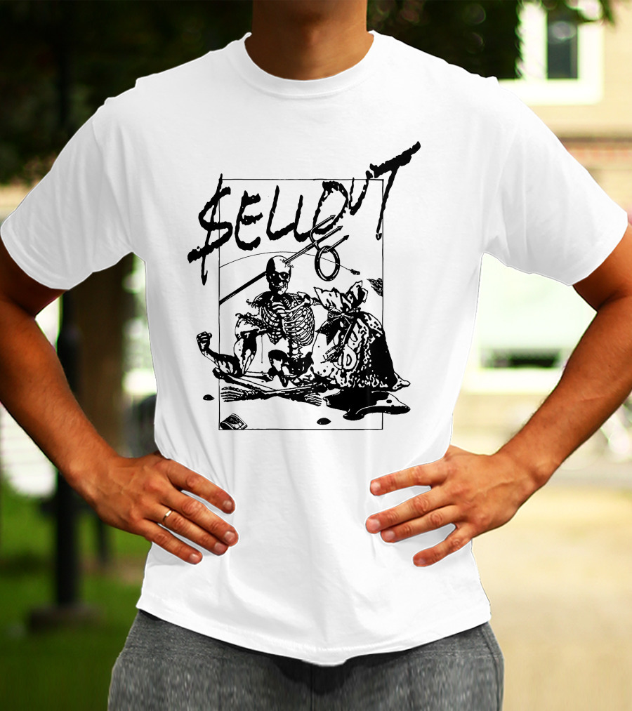 Sellout Skeleton With Money Bag And Dice T-Shirt