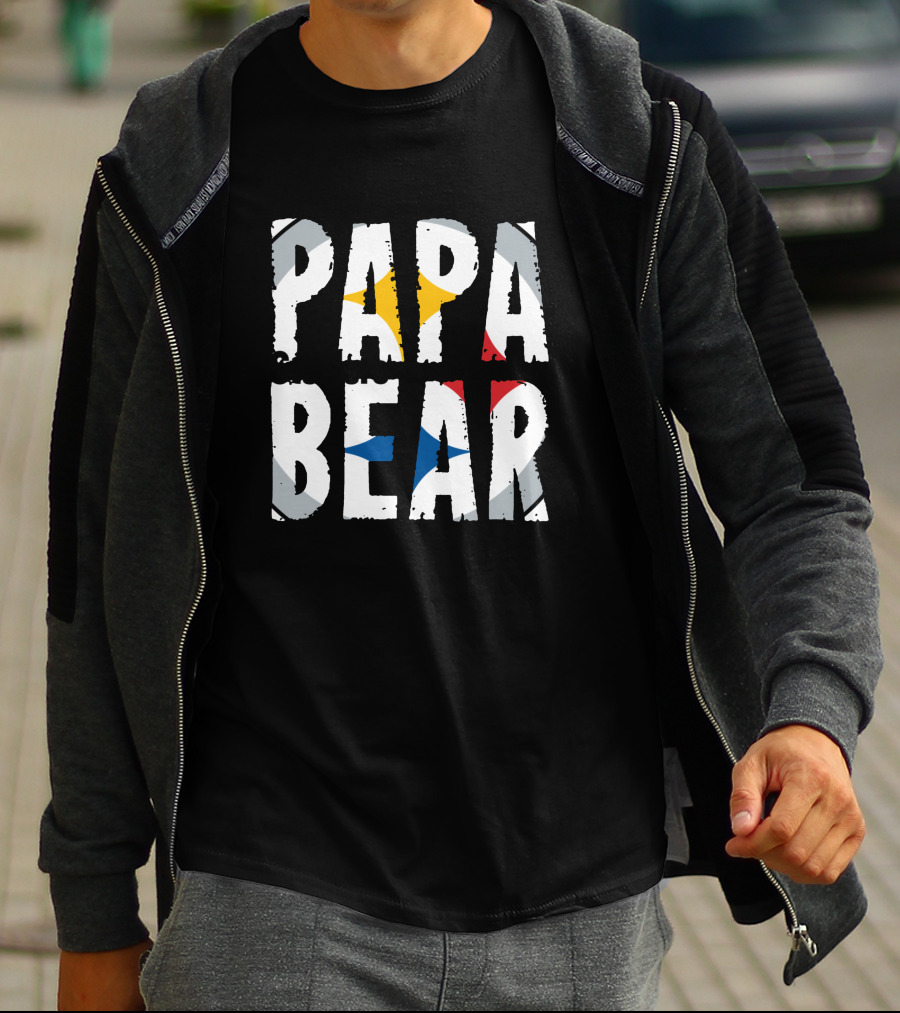 PAPA BEAR Vintage Color Block Gradient Pop T-Shirt