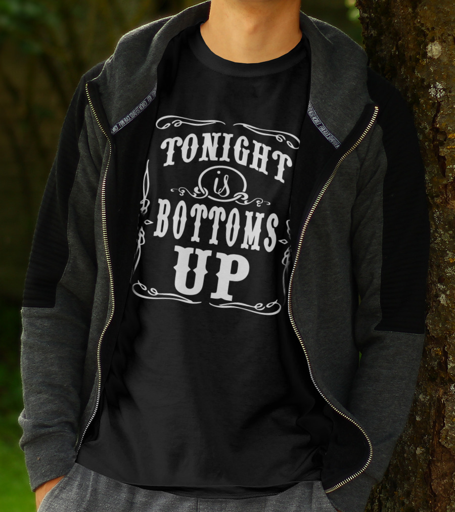 Tonight Is Bottoms Up Retro Style Drinking Phrase T-Shirt