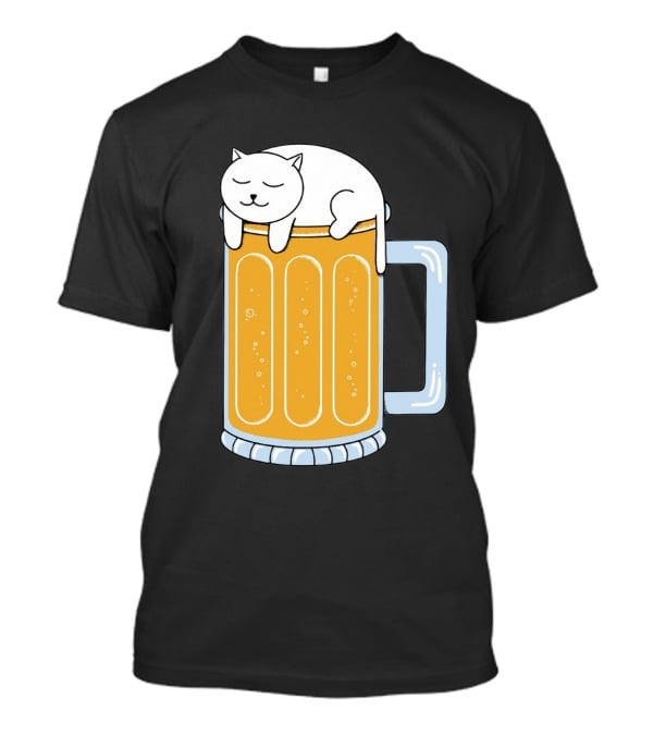 Cat Sleeping On Beer Mug Clipart T-Shirt